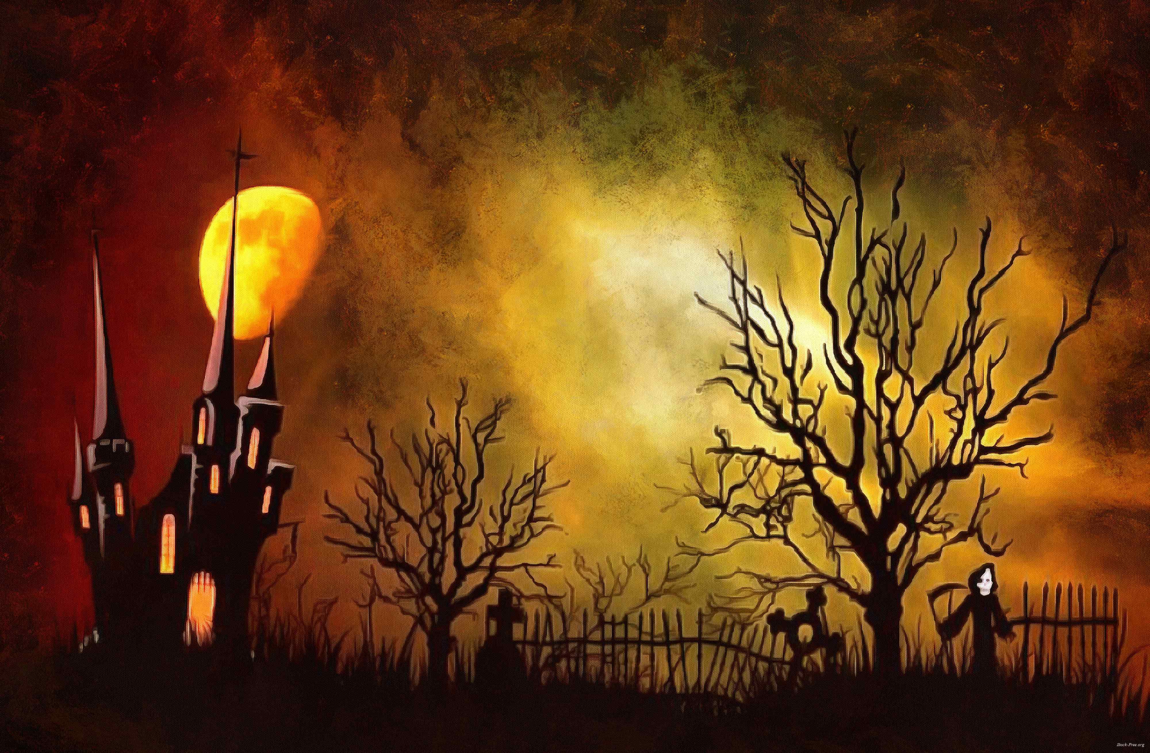 halloween, holiday, moon, happy halloveen, castle, spooky - halloween, free stock photos, public domain images, stock free images, download for free