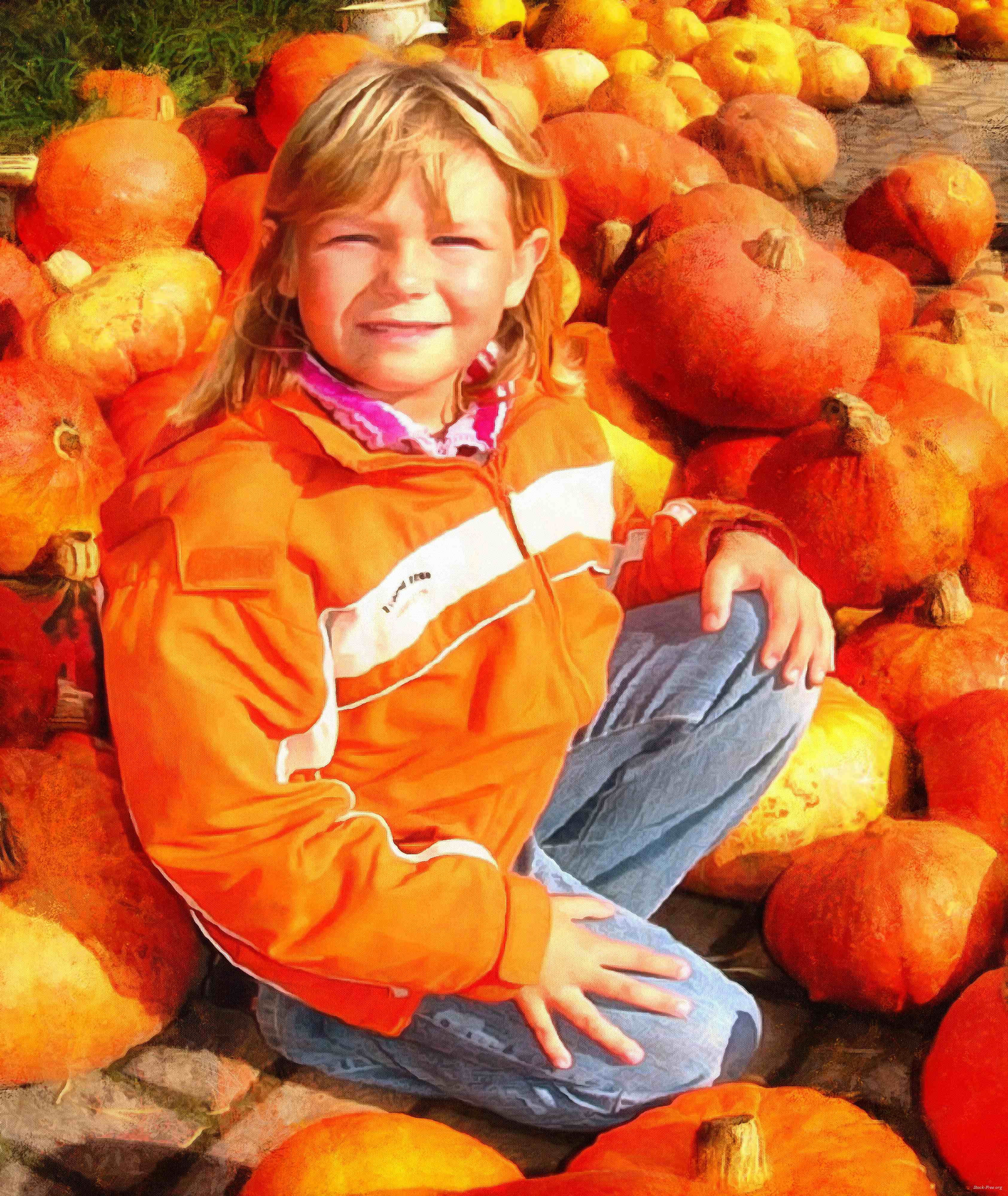 girl, kids, pumpkin, holiday, flame, candle, smile, candle, horror - halloween, holiday, free images, public domain images, free stock images, download images, free pictures<br>