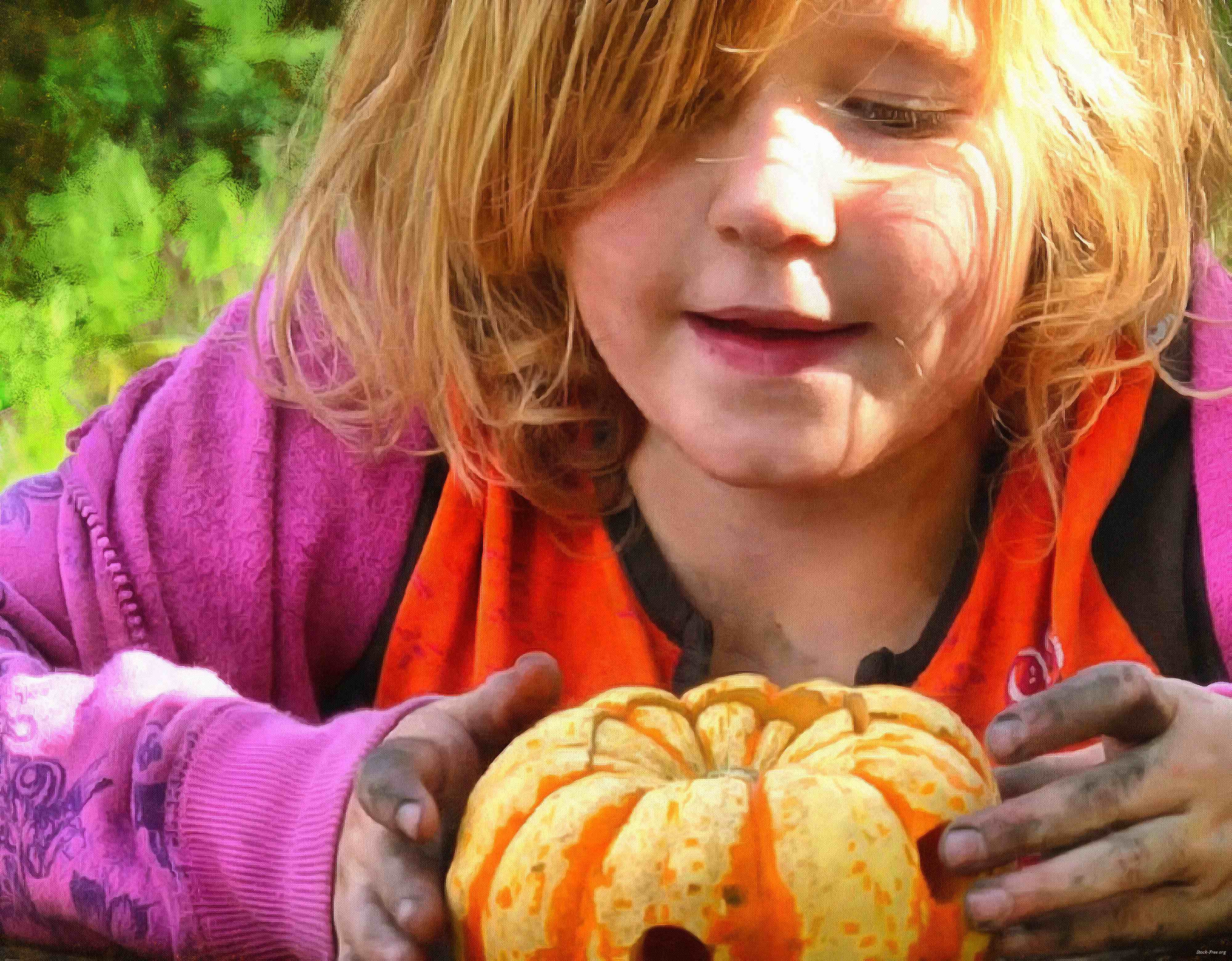 girl, kids, pumpkin, holiday, flame, candle, smile, candle, horror - halloween, holiday, free images, public domain images, free stock images, download images, free pictures<br>