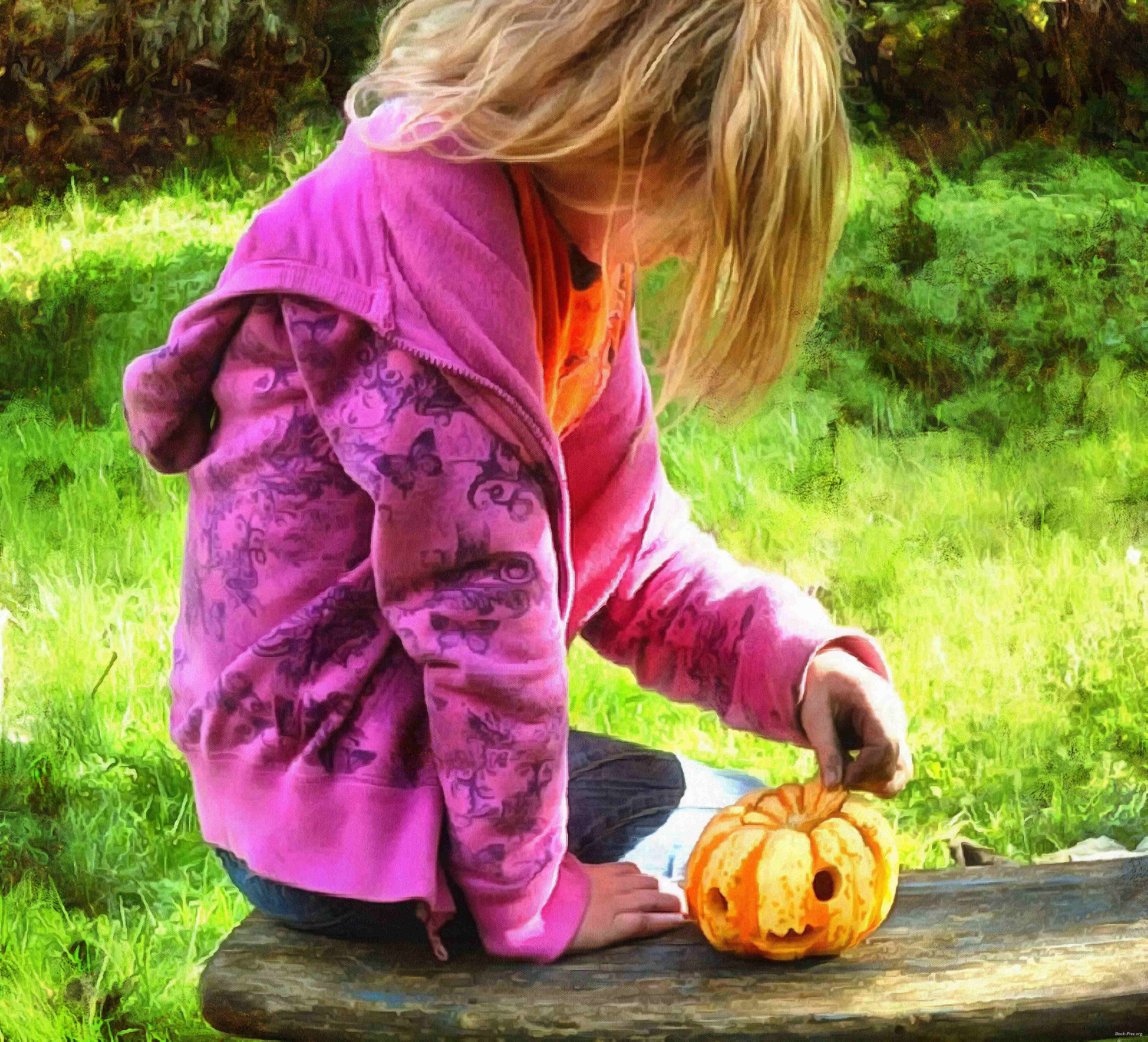 girl, kids, pumpkin, holiday, flame, candle, smile, candle, horror - halloween, holiday, free images, public domain images, free stock images, download images, free pictures<br>