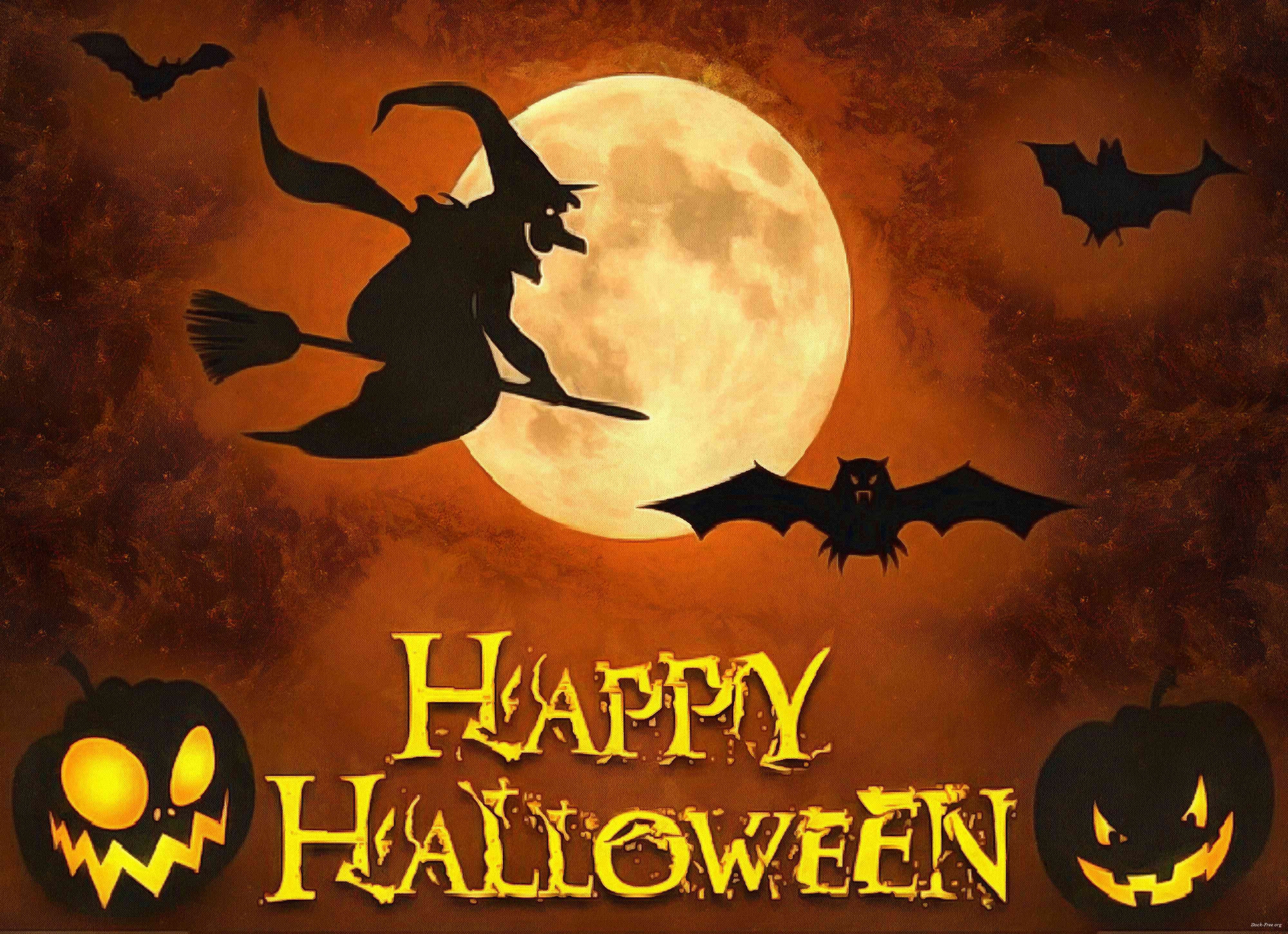 happy halloween, witch, night, lady, moon, magic, hat, dark, spooky ...