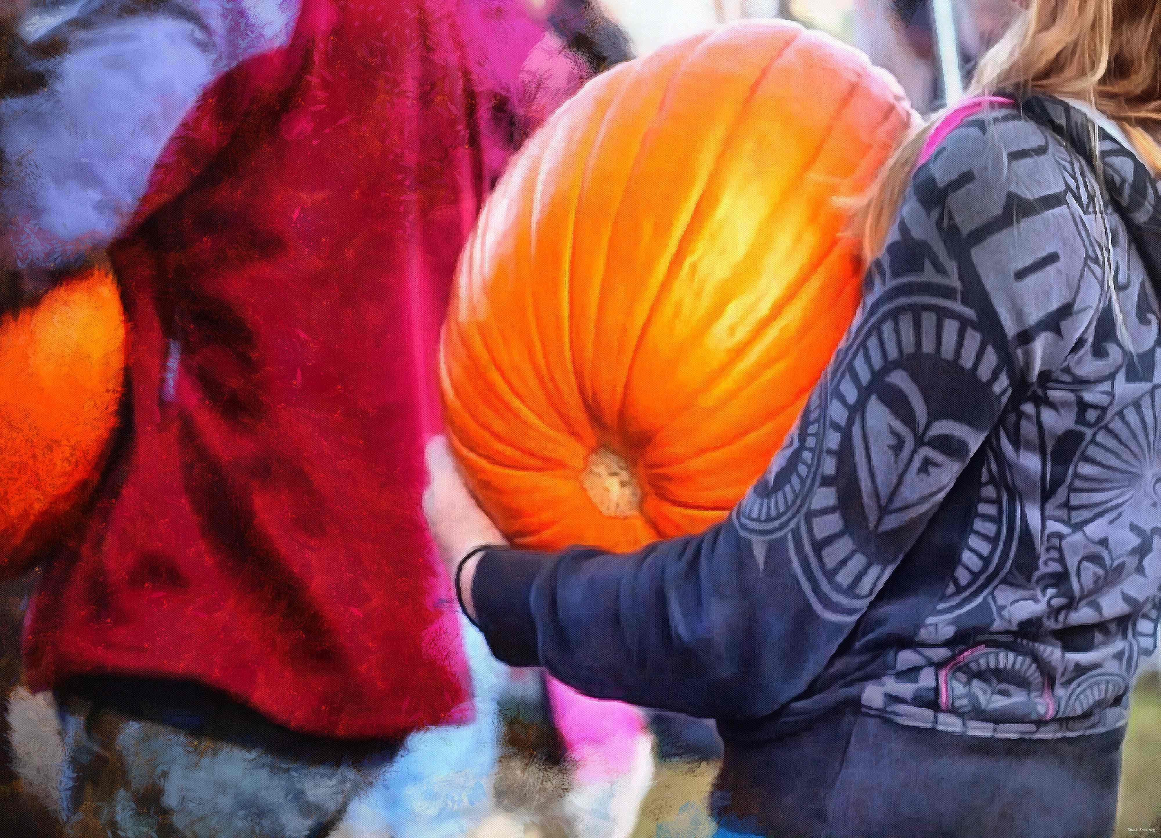 pumpkin, wheelbarrow, cart, trade, tray, stall, holiday, lots of pumpkins, garden, spooky, halloween -  stock free photos, public domain images, download free images, free stock images, public domain