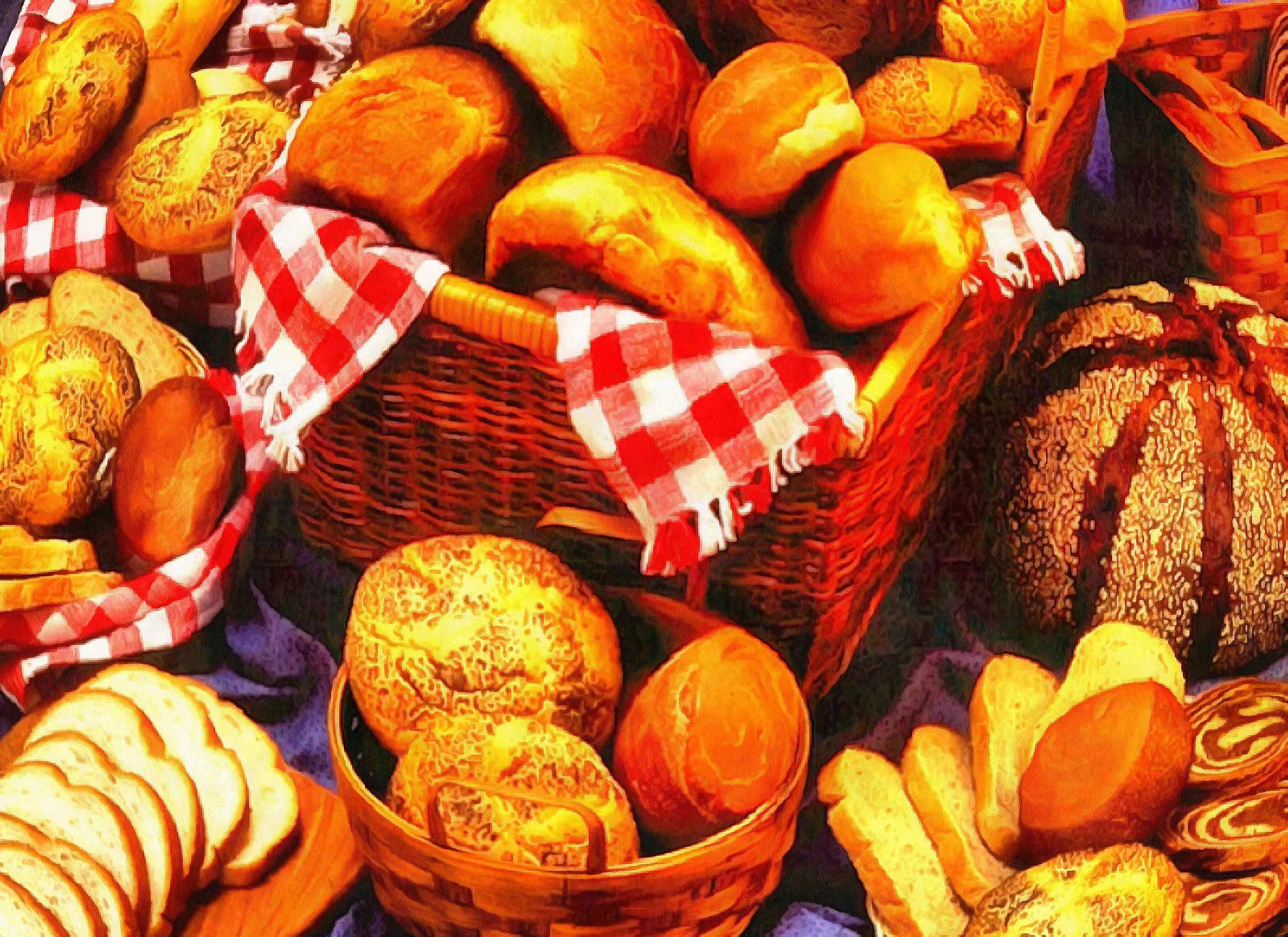 muffins, pastries, bread, bread products, bread, table