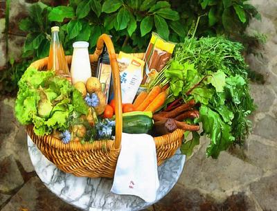 basket, food, beverages, vegetables,